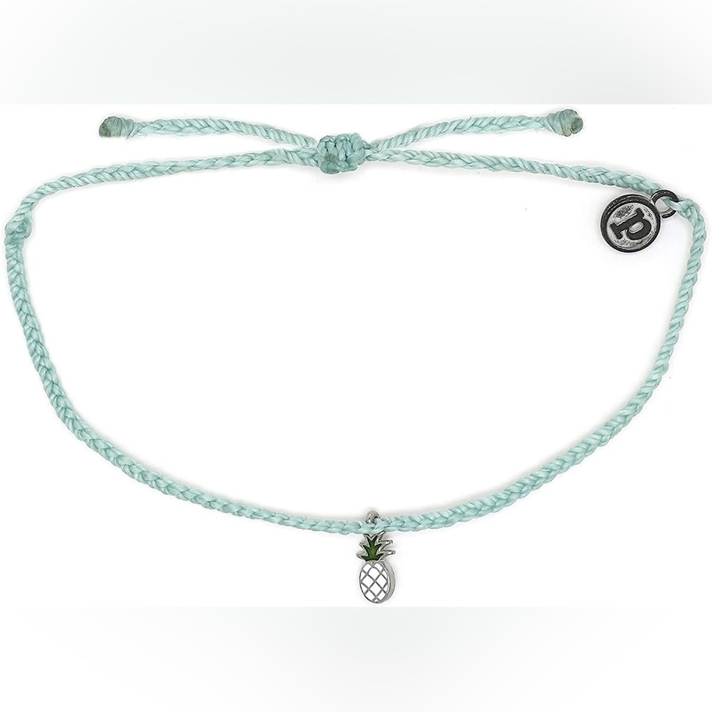 PURA VIDA SILVER ENAMEL PINEAPPLE BITTY BRAID BRACELET
